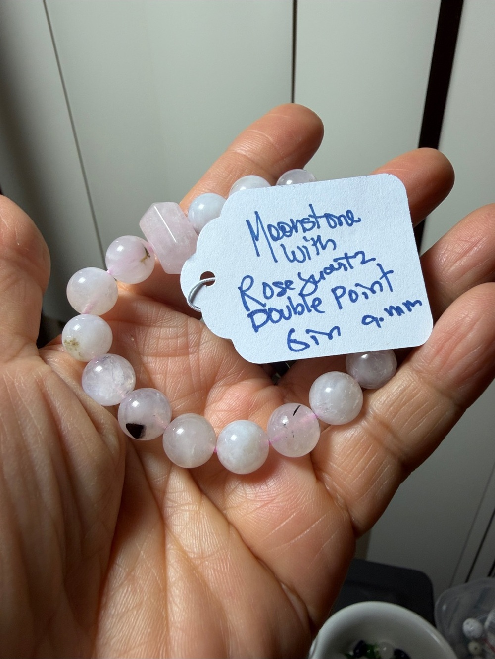 Moonstone & Rose Quartz Beaded Bracelet - Soft Pink
